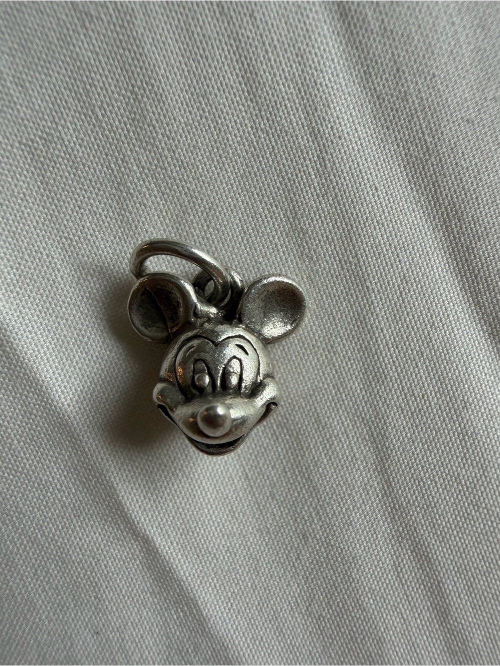 Silver Mickey Mouse Head Charm Pendant - Silver Tone